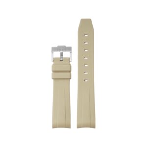 Curved FKM Rubber Strap – Universal Fit – Beige (18mm / 19mm / 20mm / 21mm / 22mm)