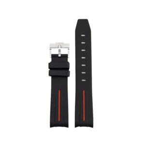 Curved FKM Rubber Strap – Universal Fit – Black with Orange LuxLine® (18mm / 19mm / 20mm / 21mm / 22mm)
