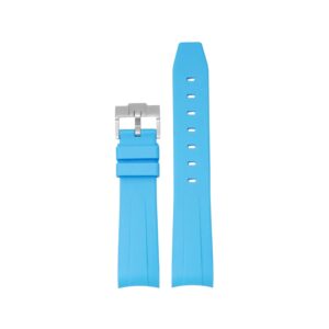Curved FKM Rubber Strap – Universal Fit – Light Blue (18mm / 19mm / 20mm / 21mm / 22mm)