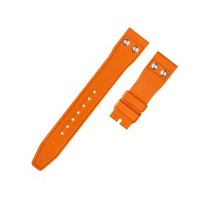 FKM Rubber Strap - For IWC Portugieser/Aquatimer/All Pilot Models/Portugieser/Portofino - Orange - With Rivets