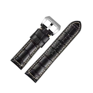 Leather Pattern Strap - For Panerai - Black/White