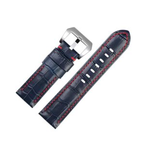 Leather Pattern Strap - For Panerai - Blue/Red