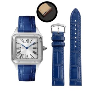 Leather Strap - For Cartier Santos Dumont - Blue
