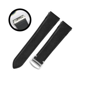 Leather Strap - For Cartier Santos Medium/Large - Flat Black - Quick Switch/Release
