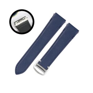 Leather Strap - For Cartier Santos Medium/Large - Flat Blue - Quick Release/Switch