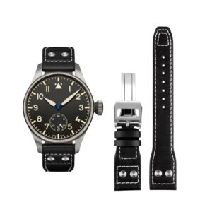 Leather Strap - For IWC Pilot - Black - With Rivets