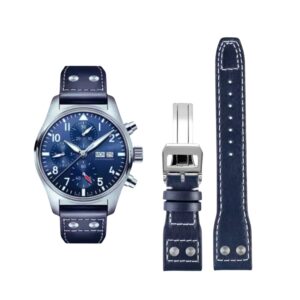 Leather Strap - For IWC Pilot - Blue - With Rivets