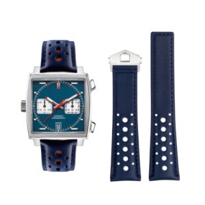 Leather Strap - For Tag Heuer Monaco - Blue