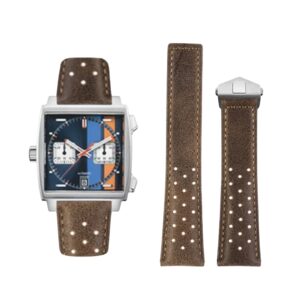 Leather Strap - For Tag Heuer Monaco - Brown