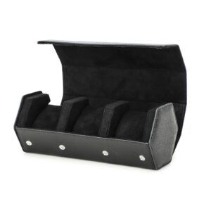 Leather Watch Box - 3 Slot - Black