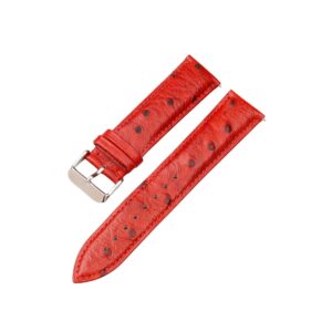 Red Ostrich Leather Watch Strap – Handmade – makewrist