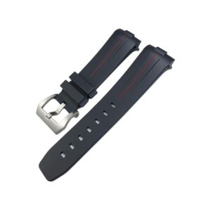 Rubber Curved Strap - For Panerai - Black w/Red | LuxLine®