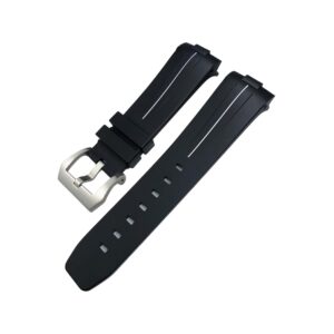 Rubber Curved Strap - For Panerai - Black w/White | LuxLine®