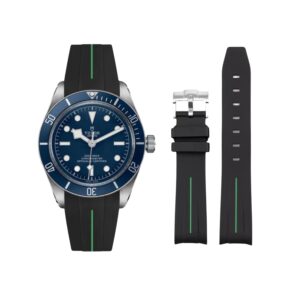 Rubber Strap - For all Tudor Black Bay Models - Black w/Green Line | LuxLine®