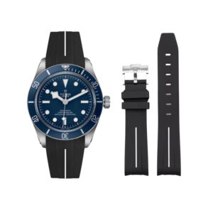 Rubber Strap - For all Tudor Black Bay Models - Black w/White Line | LuxLine®