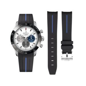 Rubber Strap - For all Zenith Chronomaster Models - Black w/Blue Line | LuxLine®