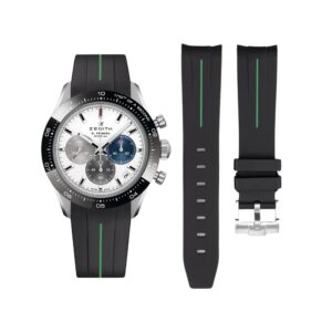 Rubber Strap - For all Zenith Chronomaster Models - Black w/Green Line | LuxLine®