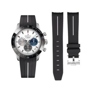 Rubber Strap - For all Zenith Chronomaster Models - Black w/White Line | LuxLine®