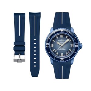 Rubber Strap - For Blancpain X Swatch - Atlantic Ocean - Blue w/White Line | LuxLine®