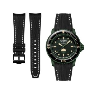 Rubber Strap - For Blancpain X Swatch - Green Abyss - Black/White