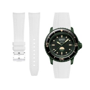 Rubber Strap - For Blancpain X Swatch - Green Abyss - White