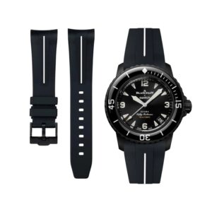 Rubber Strap - For Blancpain X Swatch - Ocean Of Storms - Black w/White Line | LuxLine®