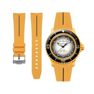 Rubber Strap - For Blancpain X Swatch - Pacific Ocean - Yellow w/Black Line | LuxLine®