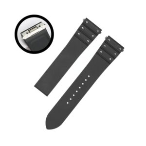 Rubber Strap - For Cartier Santos Medium/Large - Black with Screws - Quick Release/Switch
