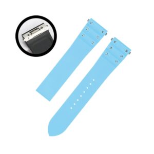 Rubber Strap - For Cartier Santos Medium/Large - Light Blue with Screws - Quick Release/Switch