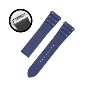 Rubber Strap - For Cartier Santos Medium/Large - Navy Blue with Screws - Quick Release/Switch