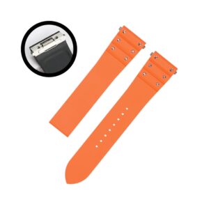 Rubber Strap - For Cartier Santos Medium/Large - Orange with Screws - Quick Release/Switch