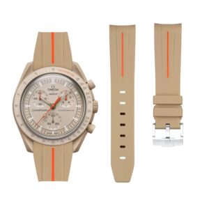 Rubber Strap - For Mission to Jupiter | Omega X Swatch | MoonSwatch - Beige w/Red Line