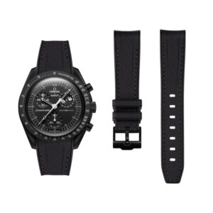 Rubber Strap - For Mission to the Moonphase - New Moon | Omega X Swatch | MoonSwatch - Black w/Black
