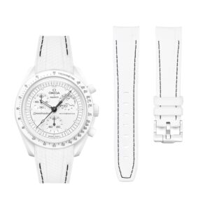 Rubber Strap - For Mission to the Moonphase - Snoopy | Omega X Swatch | MoonSwatch - White w/Black