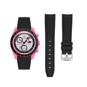 Rubber Strap - For Mission to The Pink Moonphase - Black w/Black