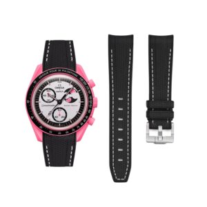 Rubber Strap - For Mission to The Pink Moonphase - Black/White