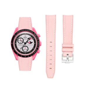Rubber Strap - For Mission to The Pink Moonphase - Pink w/White