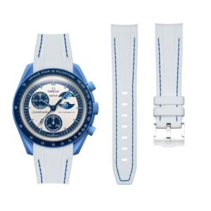 Rubber Strap - For Mission to the Super Blue Moonphase | MoonSwatch - White w/Blue