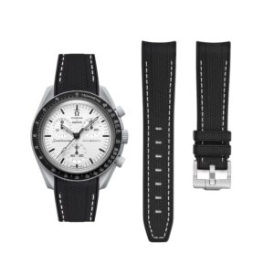 Rubber Strap - For MoonSwatch 1965 - Black w/White