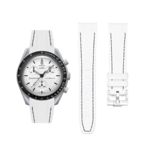 Rubber Strap - For MoonSwatch 1965 - White with Black Line