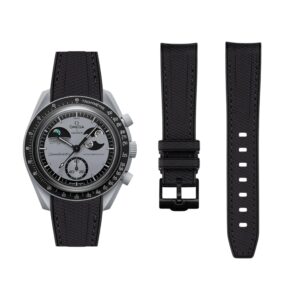 Rubber Strap - For MoonSwatch Mission To EarthPhase - Black w/Black