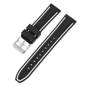 Rubber Strap - For MoonSwatch Mission to the Moon/Mercury - Black/White