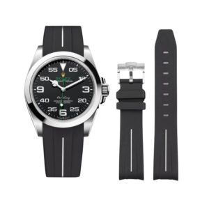 Rubber Strap - For Rolex Air-King 126900/116900 - Black/White | LuxLine®