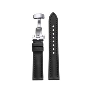 Sailcloth Watch Strap – FKM Rubber – Black – MarinerTex™ by makewrist