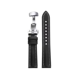 Sailcloth Watch Strap – FKM Rubber – Black/White – MarinerTex™ by makewrist