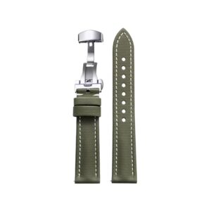 Sailcloth Watch Strap – FKM Rubber – Green/White – MarinerTex™ by makewrist