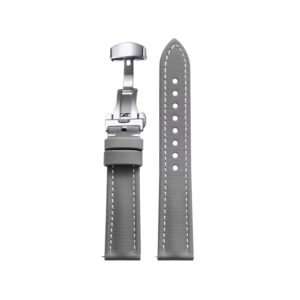 Sailcloth Watch Strap – FKM Rubber – Grey/White – MarinerTex™ by makewrist