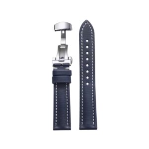 Sailcloth Watch Strap – FKM Rubber – Navy Blue/White – MarinerTex™ by makewrist