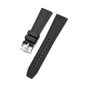Straight FKM Rubber Strap – Universal Fit – Black (20mm / 22mm / 24mm)