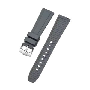 Straight FKM Rubber Strap – Universal Fit – Grey (20mm / 22mm / 24mm)